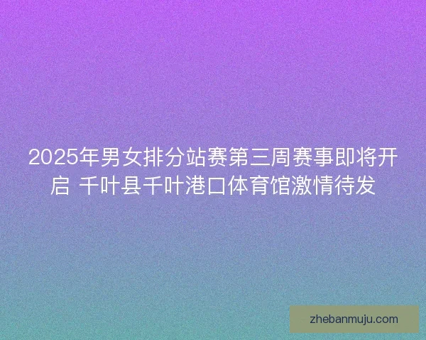 2025年男女排分站赛第三周赛事即将开启 千叶县千叶港口体育馆激情待发