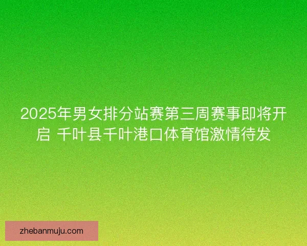 2025年男女排分站赛第三周赛事即将开启 千叶县千叶港口体育馆激情待发