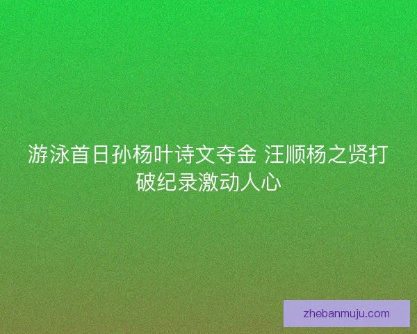游泳首日孙杨叶诗文夺金 汪顺杨之贤打破纪录激动人心