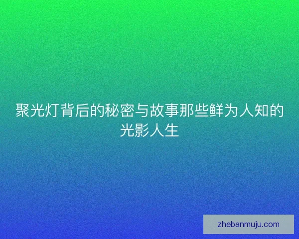 聚光灯背后的秘密与故事那些鲜为人知的光影人生