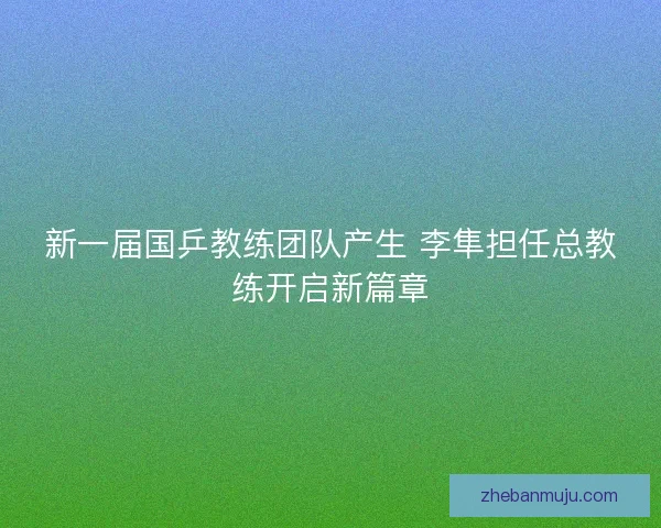 新一届国乒教练团队产生 李隼担任总教练开启新篇章